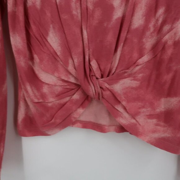 Nordstrom Rose Pink Tie-dye Knot Front Long Sleeve T-Shirt Size Large 10/12 NWT - Picture 3 of 7